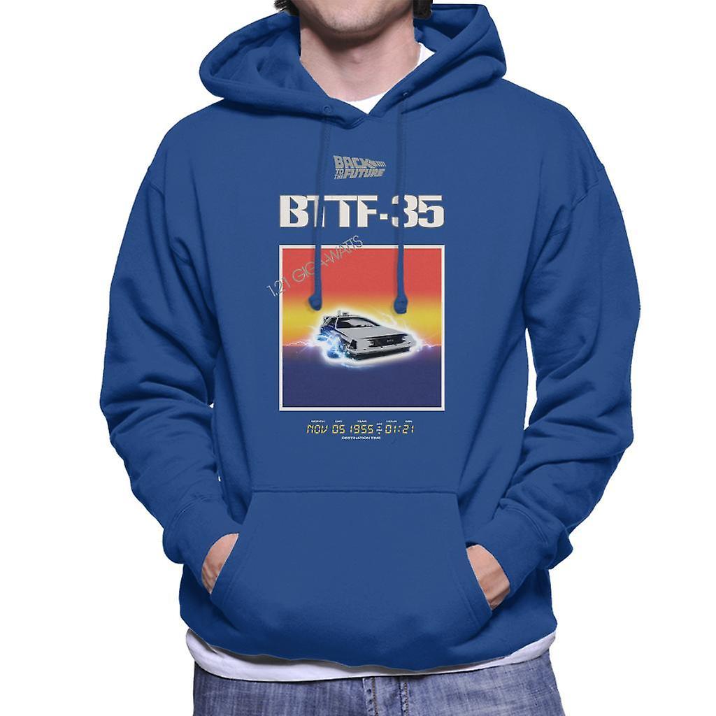 Back to the Future 35th Anniversary Sunset Men's Hooded Sweatshirt Royal Blue Large