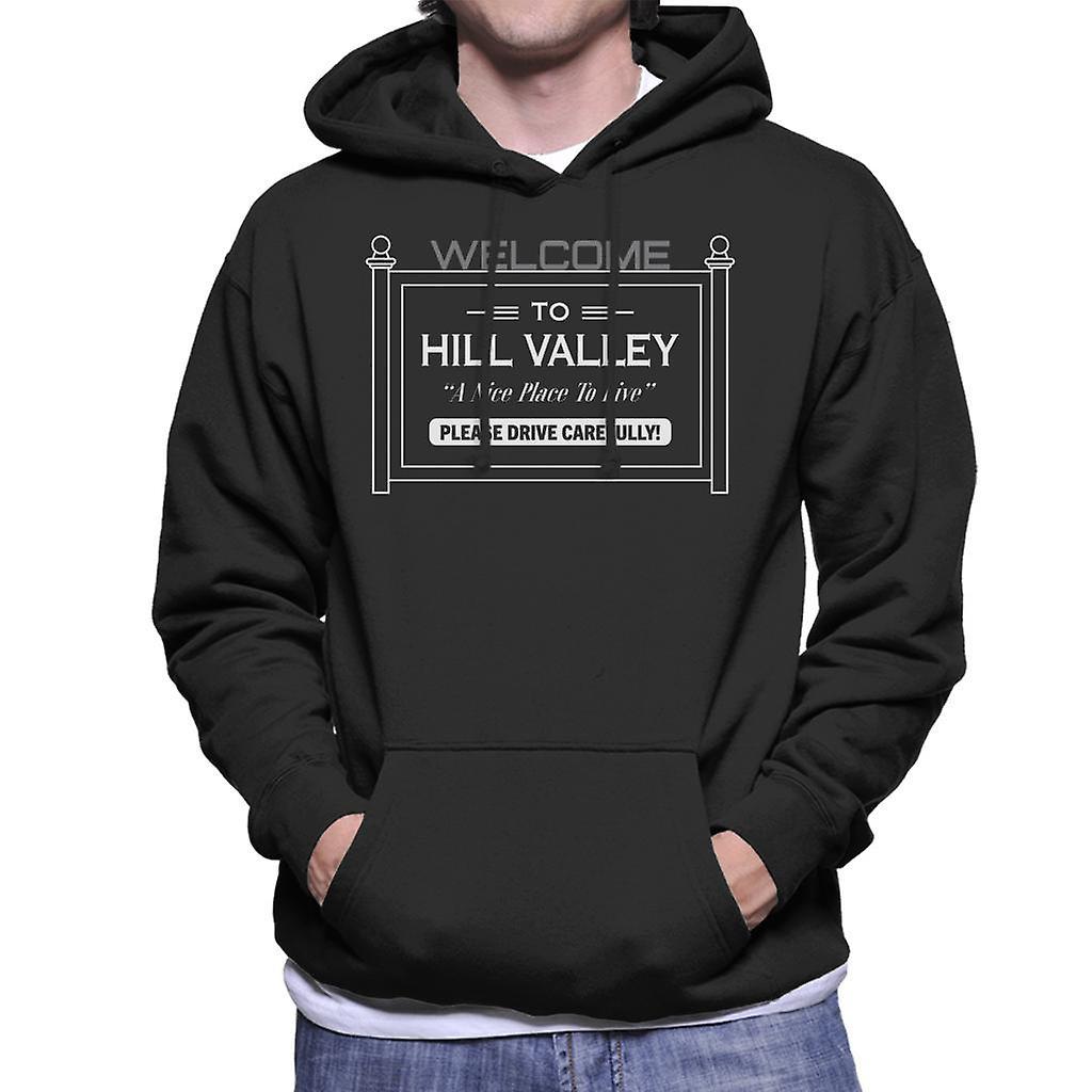 Back to the Future Welcome To Hill Valley Men's Hooded Sweatshirt Black Medium