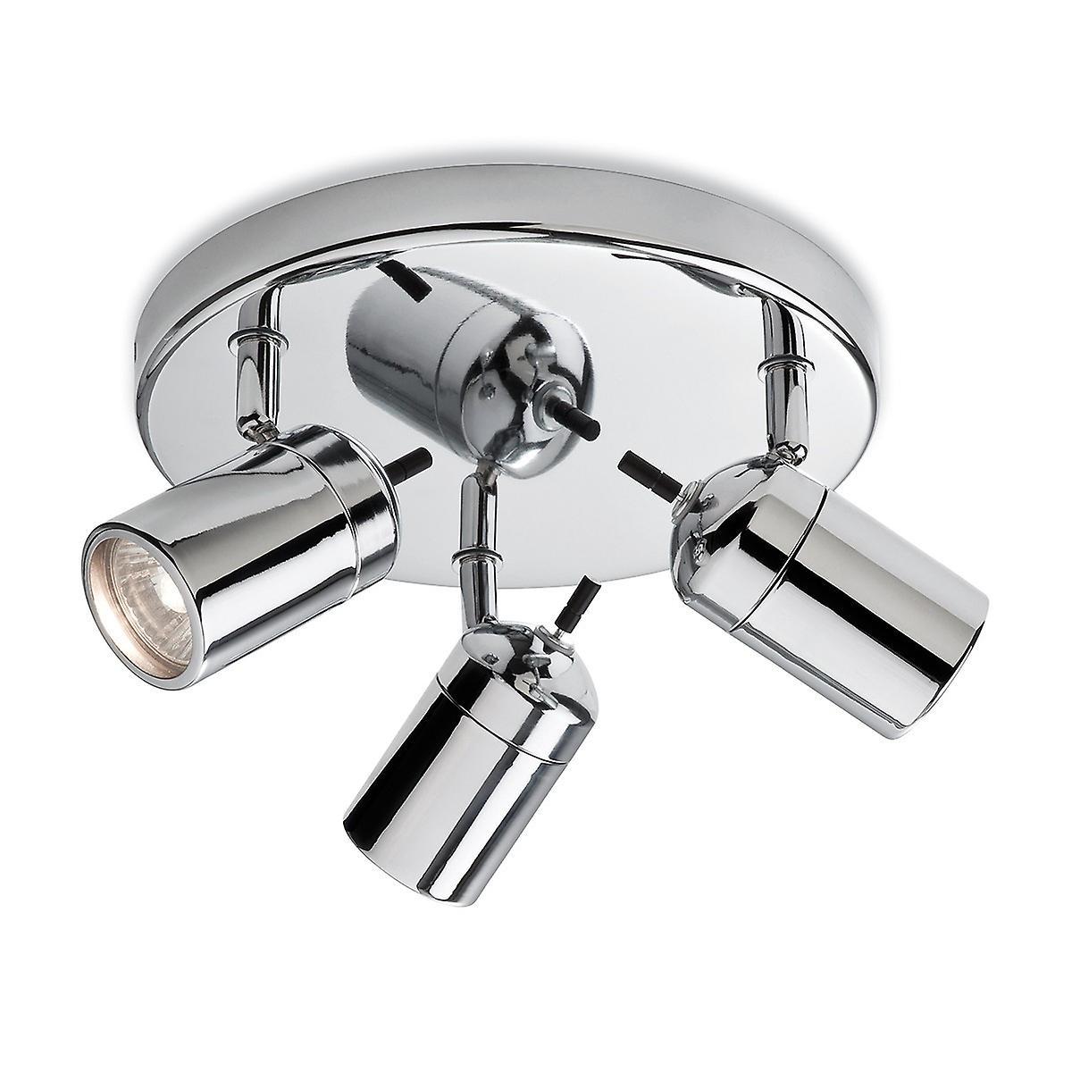 Atlantic 3 Light Flush Bathroom Ceiling Light Chrome IP44 GU10