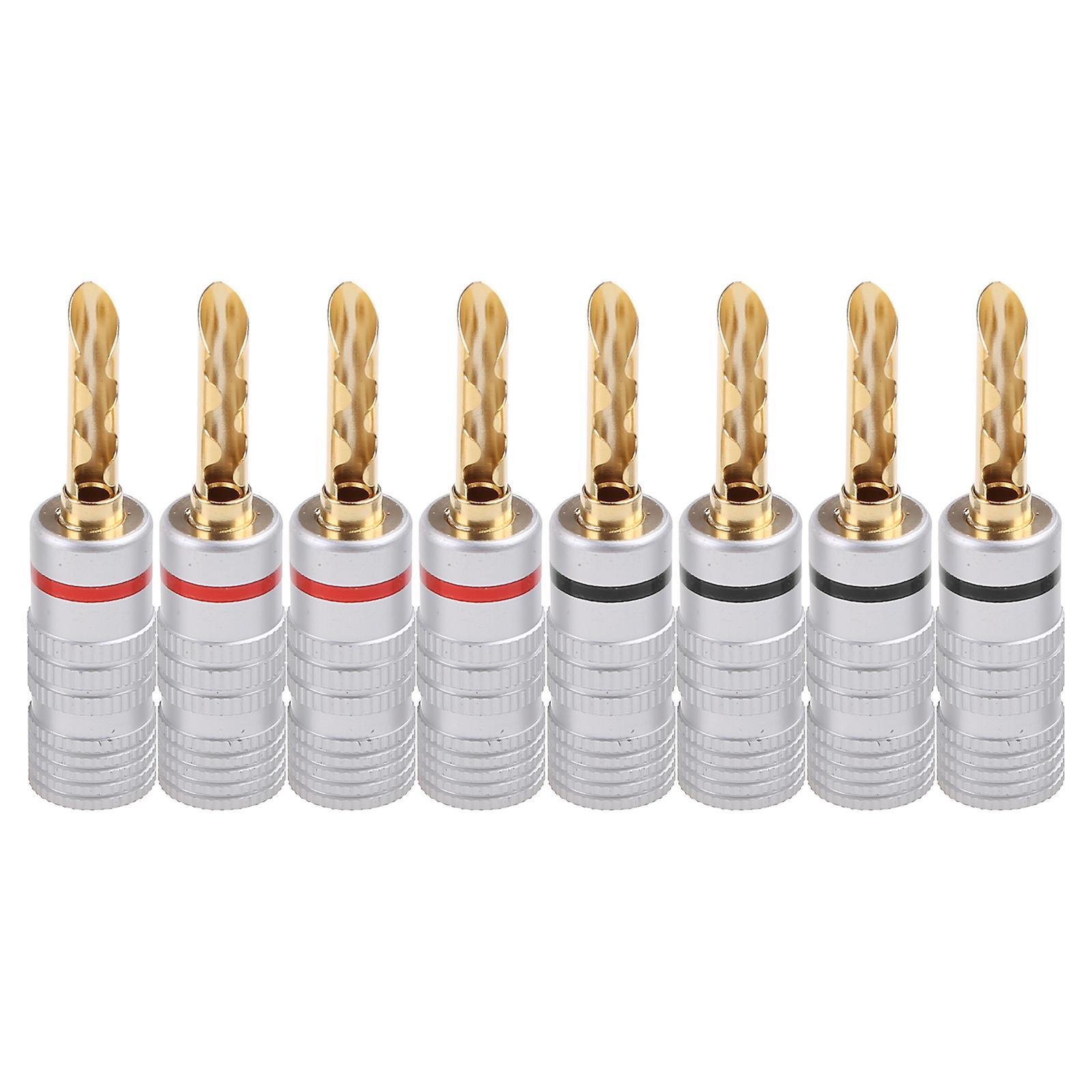 unbrand 8 Pcs Gold Plated Copper BFA 4mm Banana Plug Adapter Wire Speaker Connectors