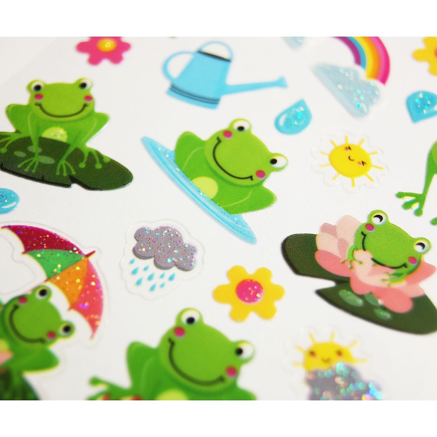 Global Gift Stickers - Frogs - Glitter - 1,8 cm Multicolored 10 x 7,5, x 0,1 cm