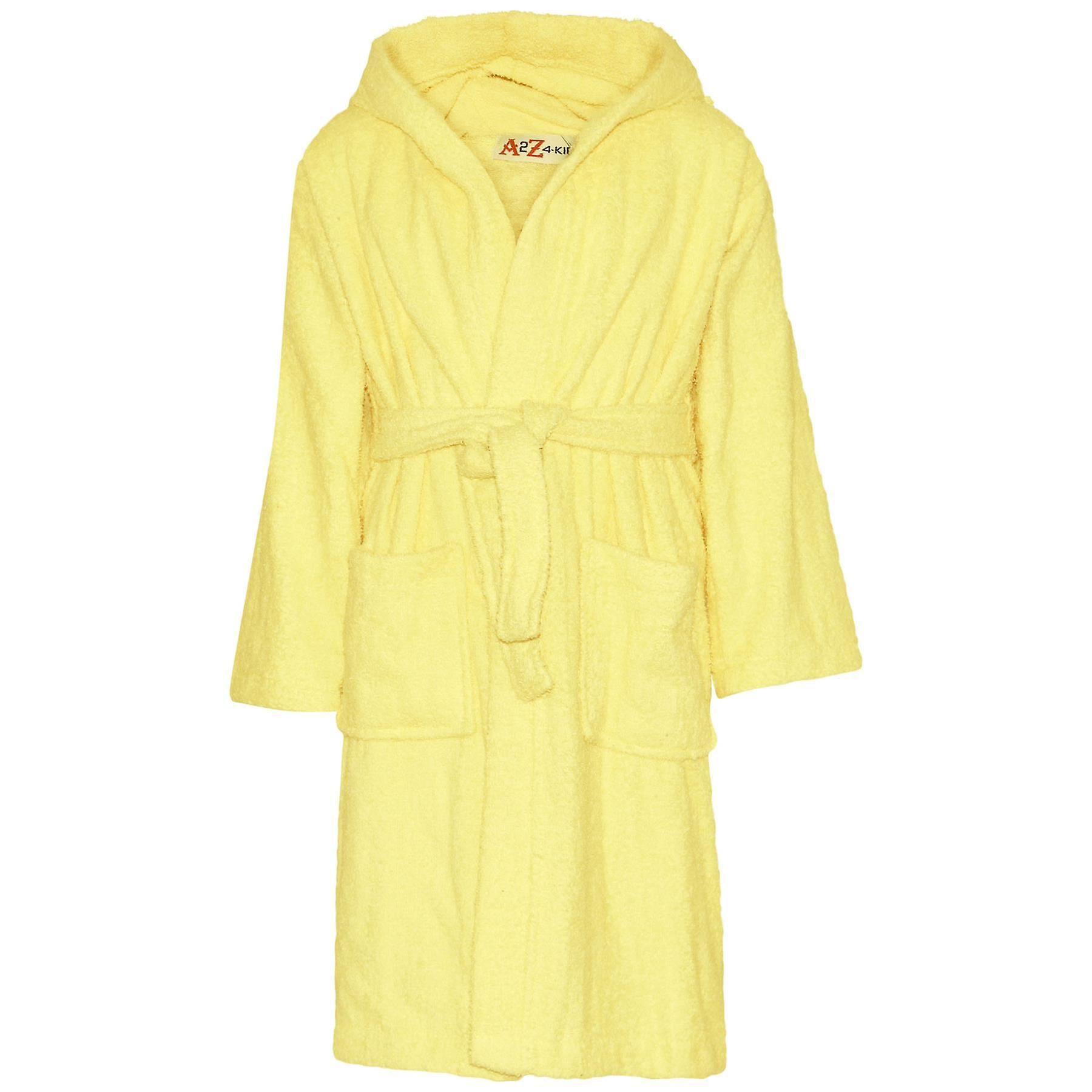 A2Z 4 Kids Kids Girls Boys Hooded Towel Bathrobe 100% Cotton Terry Towel Beach Bathing Robe Lemon 13 Years