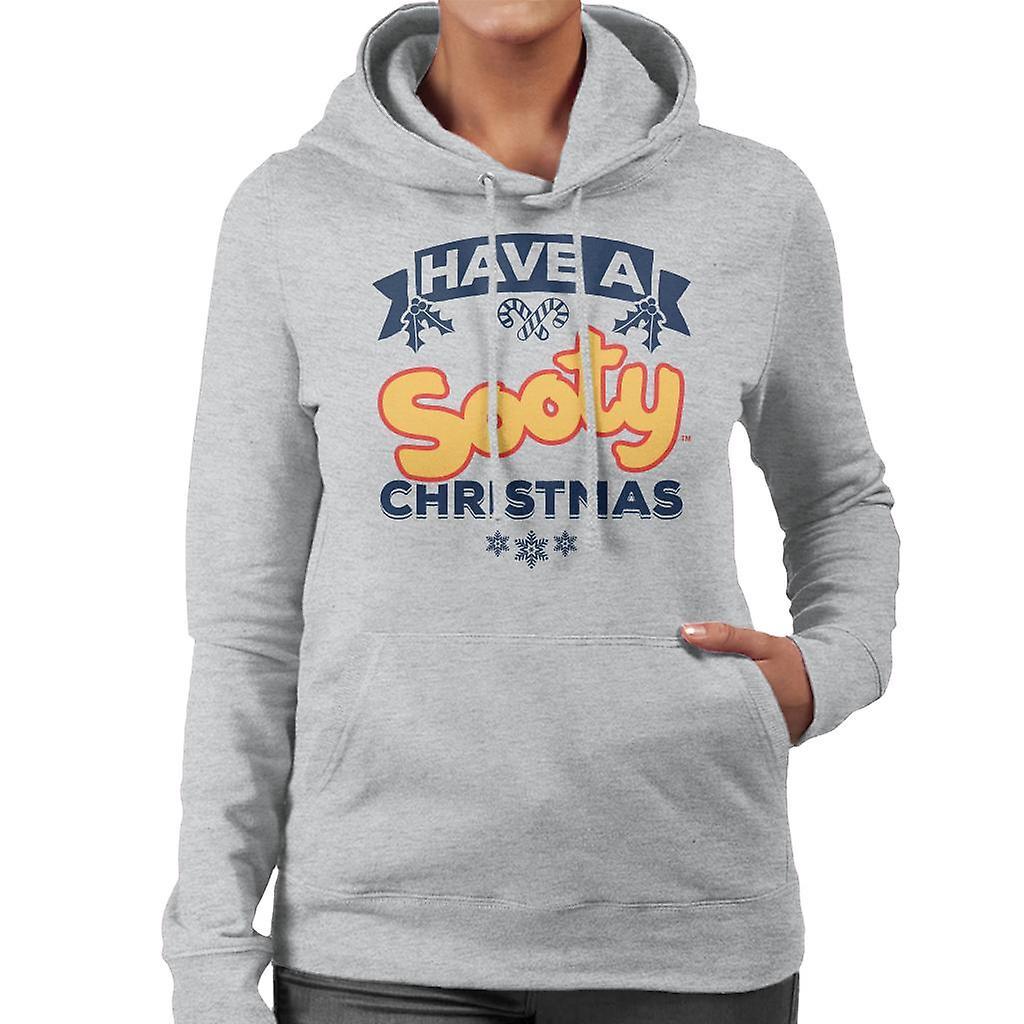 Sooty Christmas Have A Sooty Christmas Blue Banner Design Women's Hooded Sweatshirt Heather Grey X-Large