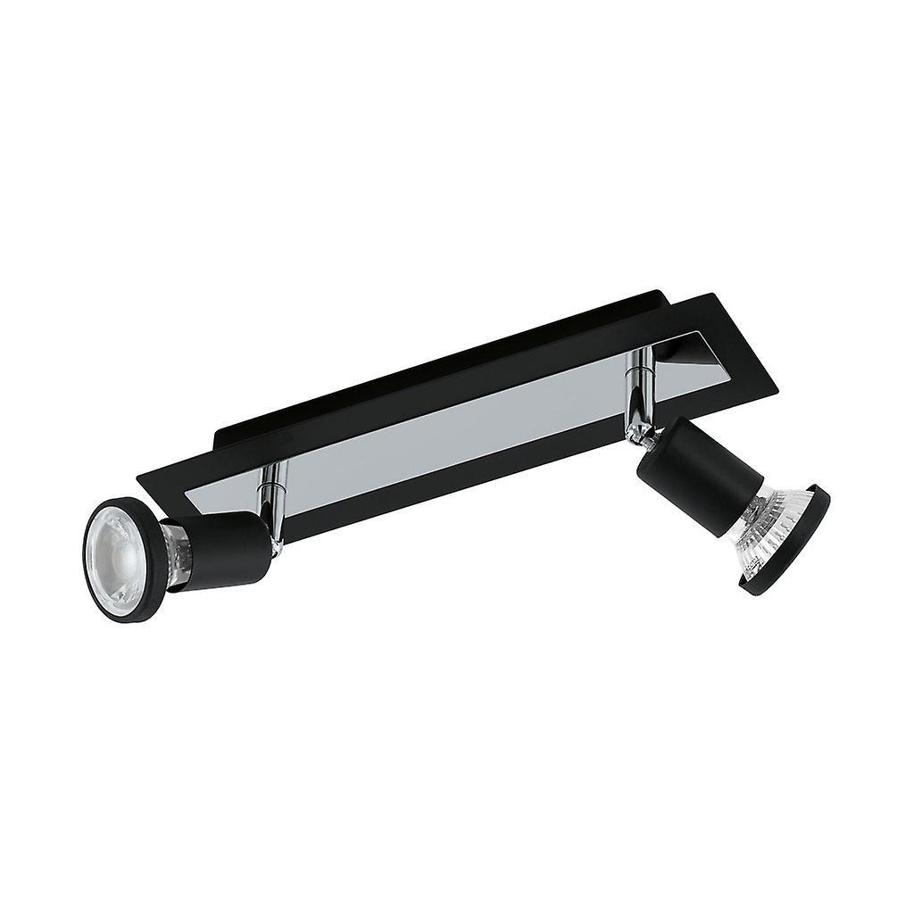 Eglo Lighting Sarria 2 Light Spotlight Chrome, Black, GU10