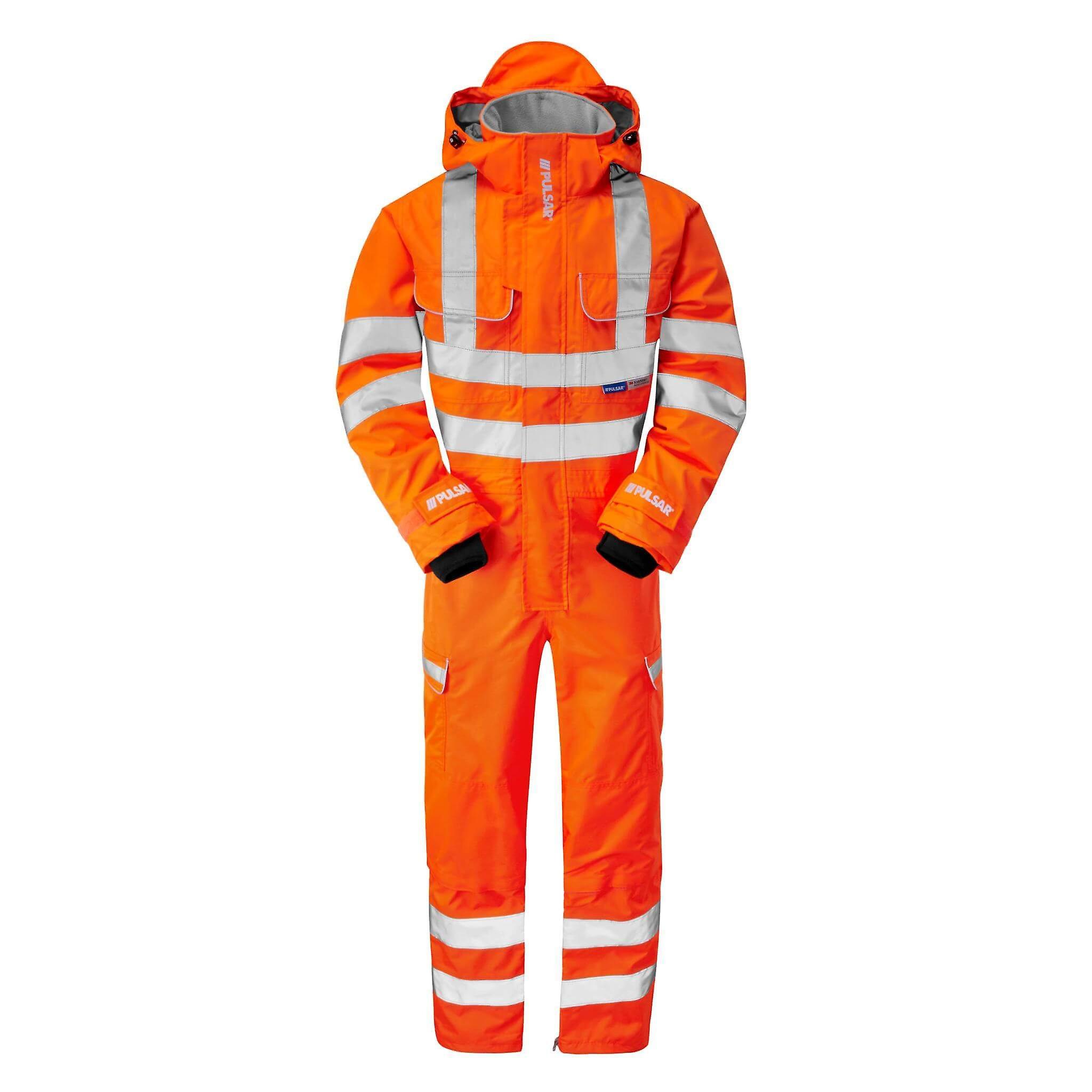 Pulsar pr505 rail spec unlined hi vis waterproof coverall Orange Xl