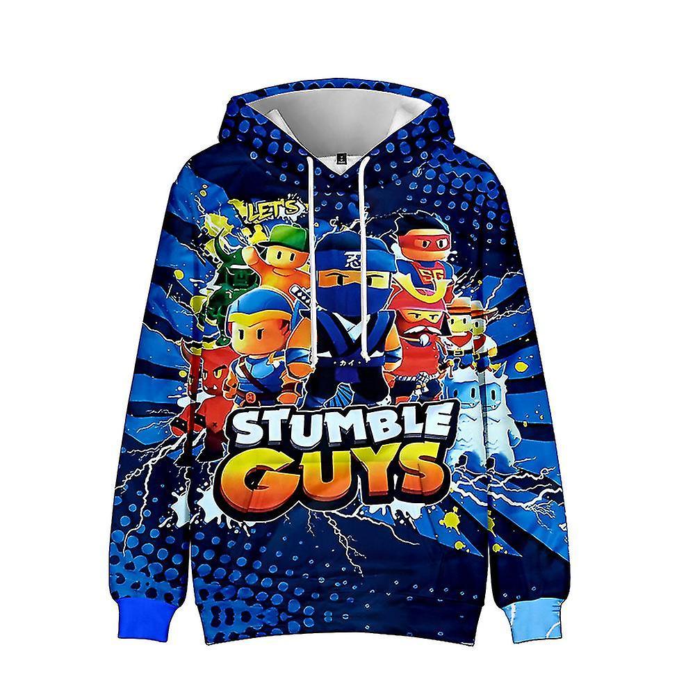 Otwoo Stumble Guys Print Kids Hoodie Pullover Casual Long Sleeve Hooded Sweatshirt Top C 5-6Years