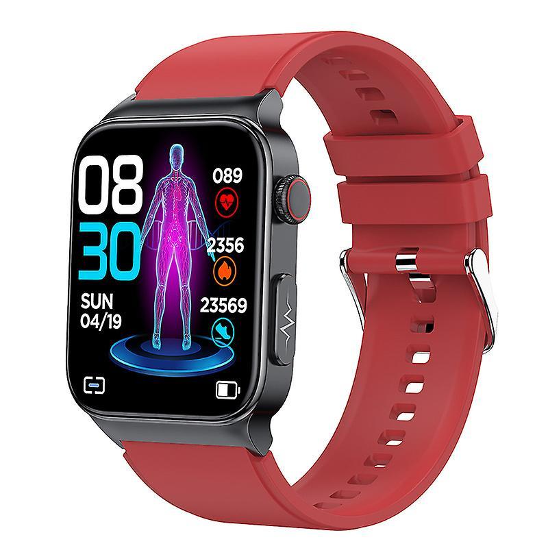 smartwatch OHPA E500 Blood Glucose Monitoring Bluetooth Call for iPhone and Android Red