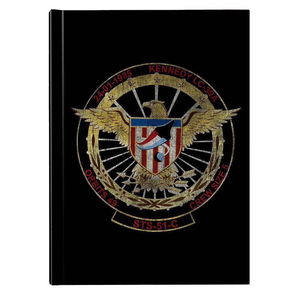 NASA STS 51 C Discovery Mission Badge Distressed Hardback Journal Black 13 x 18.5 cm