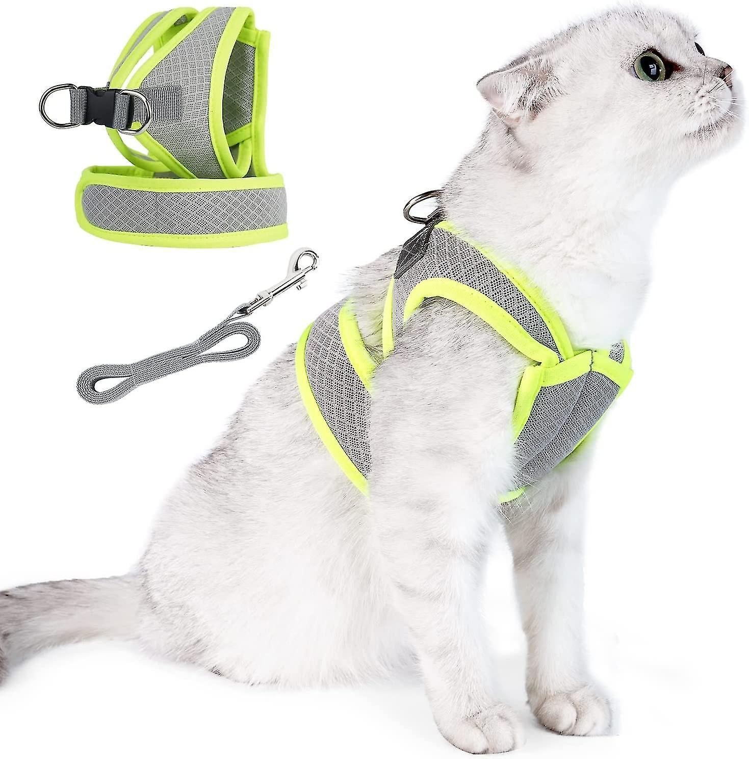 Tianzun Neck Free Cat Harness And Leash Set For Outdoor Walking, Escape Proof Adjustable Kitten Vest Harness With Breathable Mesh Gray S