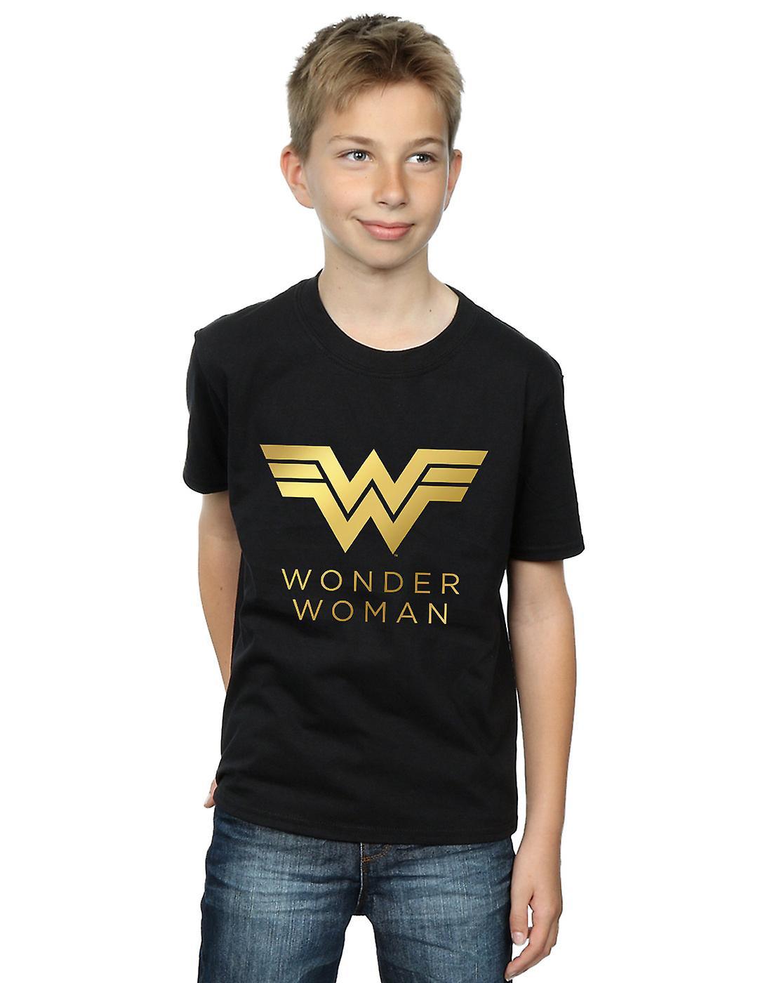 Absolute Cult DC Comics Boys Wonder Woman 84 Golden Logo T-Shirt Black 5-6 Years