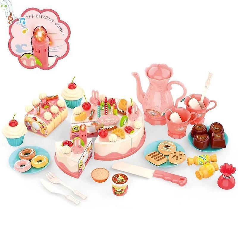 Slowmoose Diy Birthday Cake, Kitchen Food Set-pretend Play Cutting For Kid 81PCS music