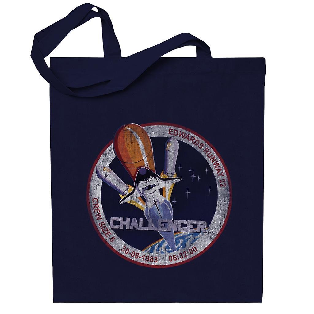 NASA STS 6 Challenger Mission Badge Distressed Totebag Navy Blue 38 x 42 cm