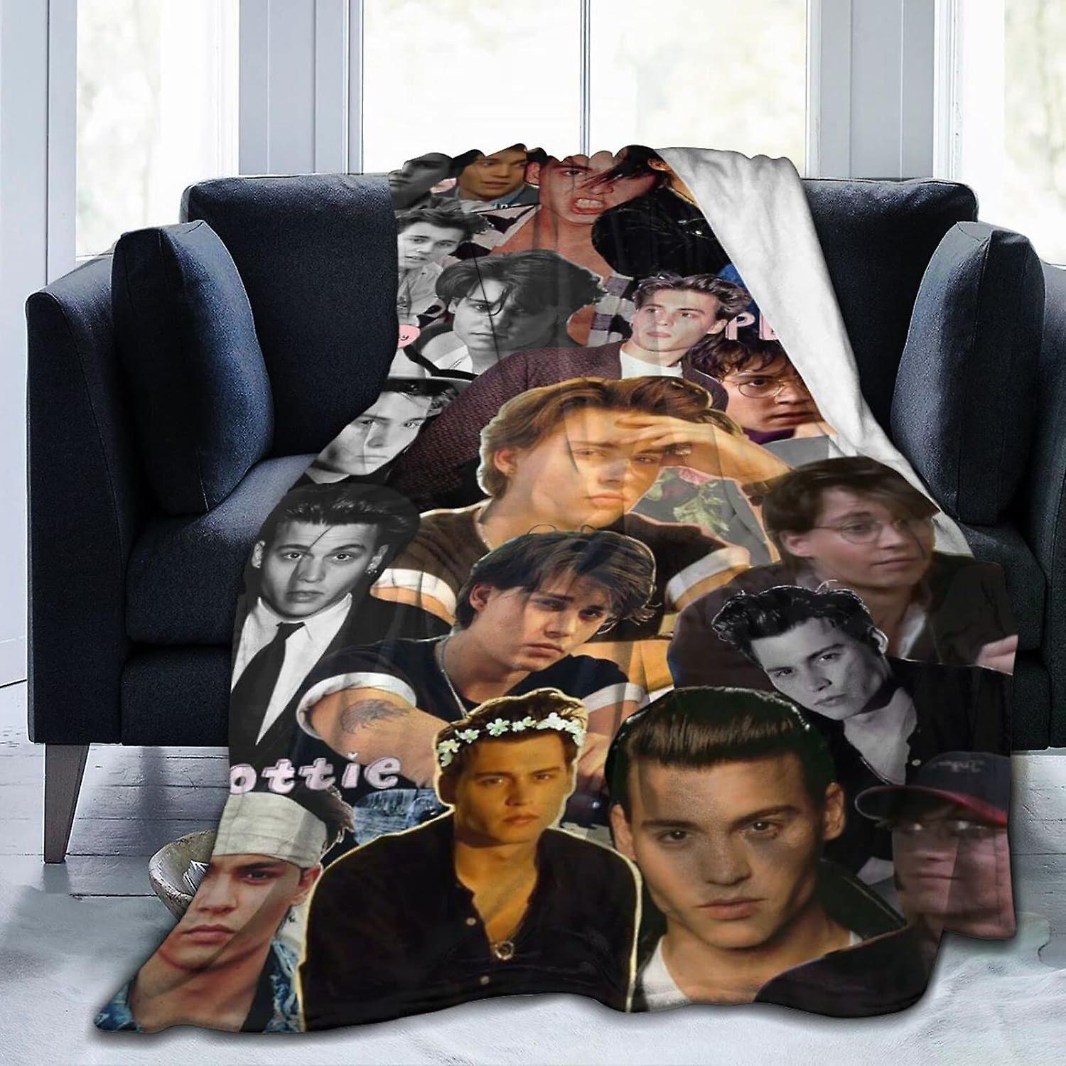 Kerota WT110 Johnny Depp Blanket Warm Super Soft Comfy Flannel Blanket Plush Blanket For Couch Bed Sofa 80x60in 200x150cm