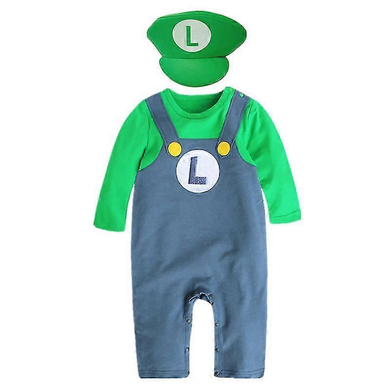 Sssxv 0-2y Baby Anime Cosplay Crawling Suit Super Mari Bros Cosplay Jumpsuit Kid Funny Dance Costume Hat Gifts 04 70