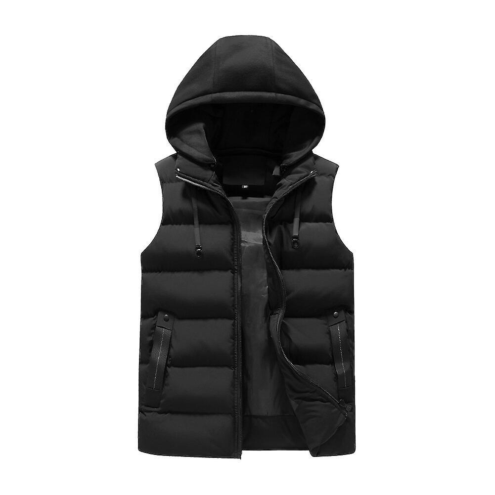 Sliktaa Mens Hooded Padded Puffer Vest Black XL