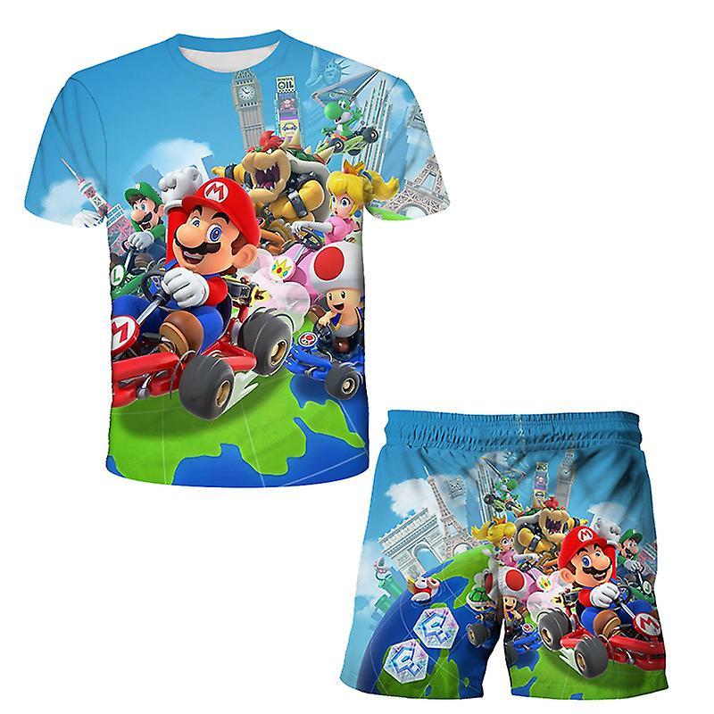 DUQI 1~14 Years Old Boys' Swimsuit Super Mario Two-piece Children's Swimsuit Children's Surfing Suit Children's Cartoon Beach Pants 11133 130