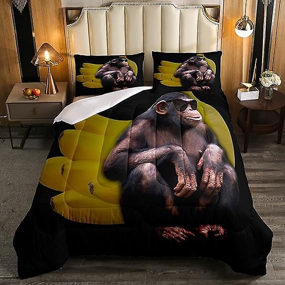 Monkey Bedding Duvet Cover Set Cartoon Animal Bedding Set For Kids Quilt Cover Pillowcases B 135x200cm