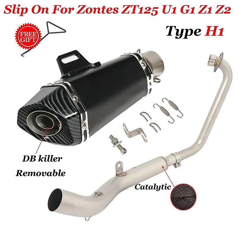 Loerss Full Motorcycle Exhaust Escape System Modified Catalyst Front Link Pipe 51mm Moto Muffler For Zontes Zt125 U1 Zt125 G1 2021-2022 Type P