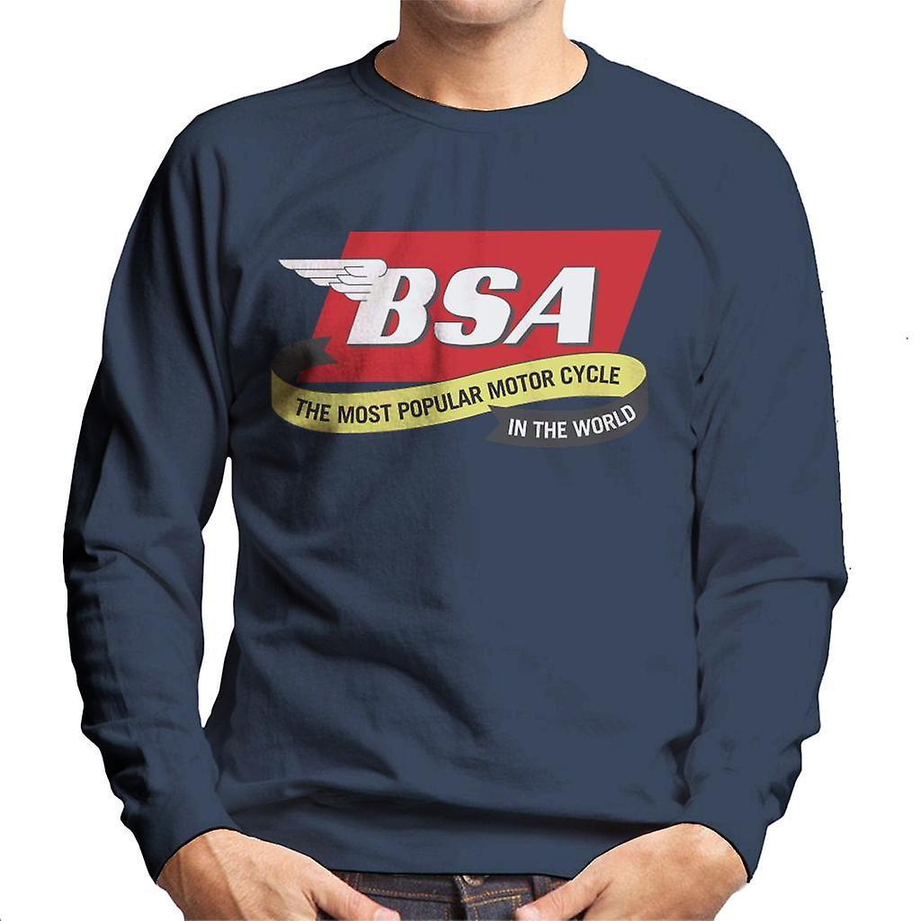 BSA The Most Popular Motorcycle In The World Men's Sweatshirt Navy Blue Large