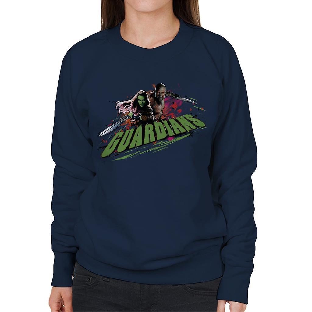 Marvel Guardians Of The Galaxy Vol 2 Gamora And Drax Women's Sweatshirt Navy Blue Small