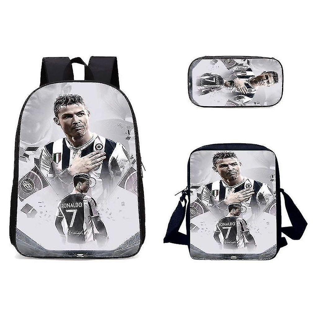 Kangboo 3 Pcsset Cristiano Ronaldo Backpack Oxford Satchel Ins School Bag With Pencil Bag Messenger Bag