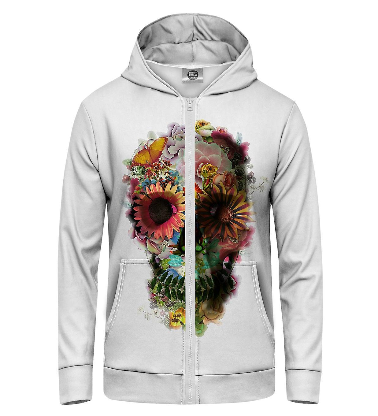 Mr Gugu & Miss Go Mr. GUGU & Miss GO Flower Garden Hoodie Kangaroo Zip Up white XS