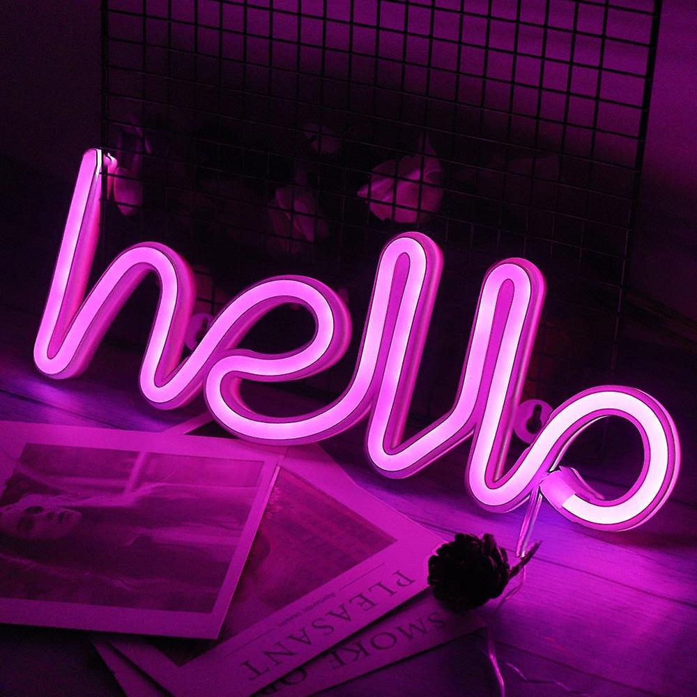 Slowmoose Hello Led Neon Light Sign Letters Hello Pink