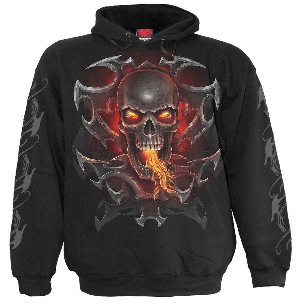 Spiral Direct Gothic FIRE DRAGON - Hoody Black |Dragon|Flames|Tribal Medium