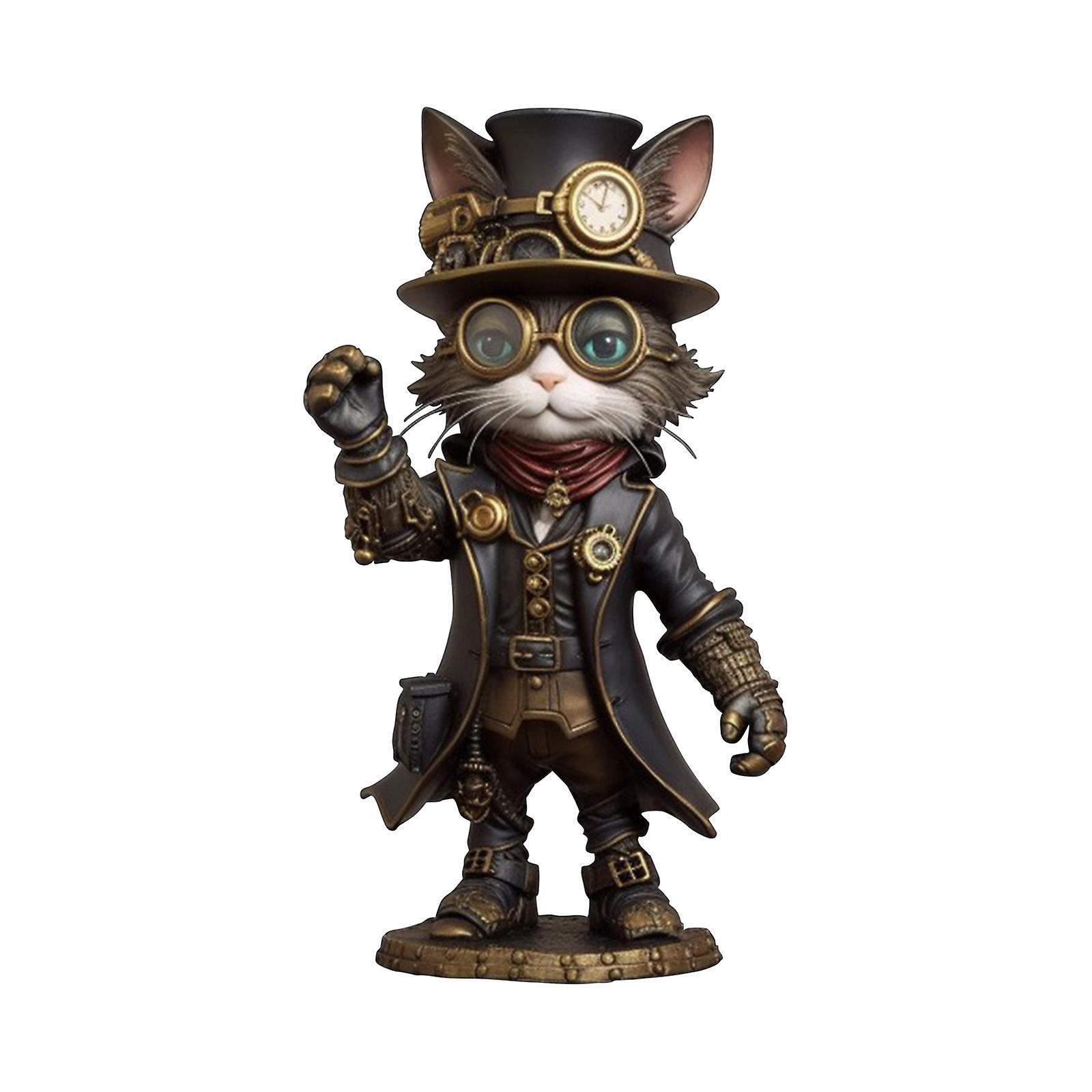 Kakanwo Halloween Steampunk Cat Resin Crafts Ornaments Home Decor Car Hangings B