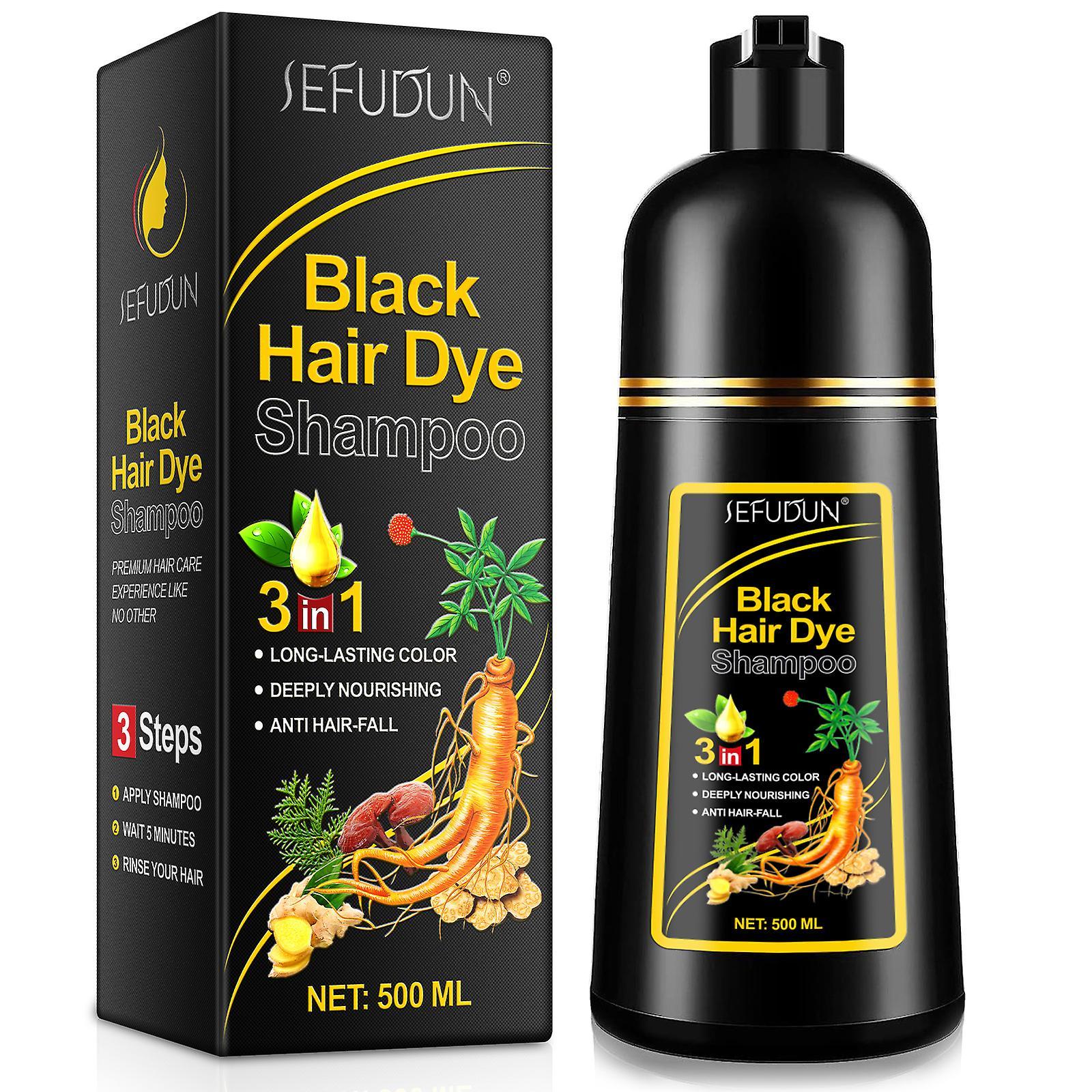 Lelinker Instant Black Hair Shampoo Organic Natural Fast Hair Dye Plant Essence Black Hair Color Dye Shampoo for Women Men Cover Gray White Hair,3 ...