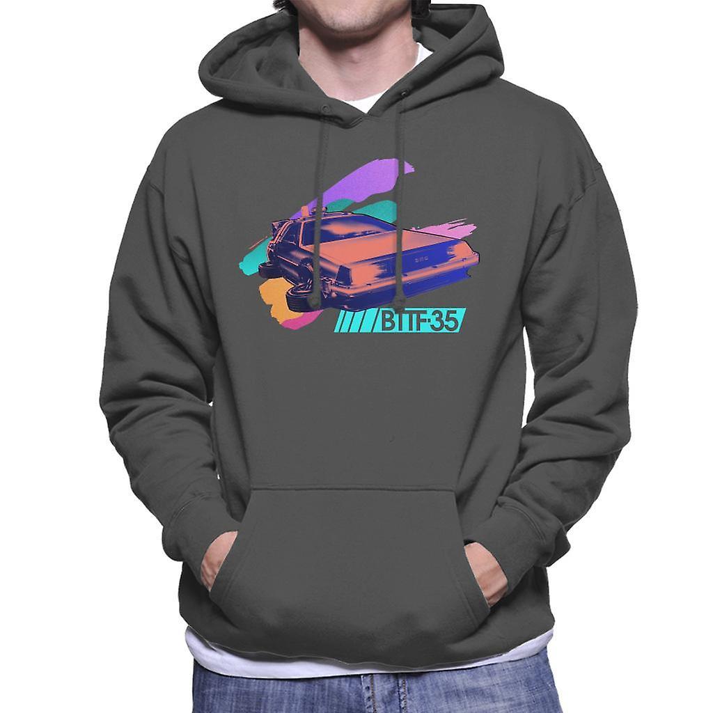 Back to the Future 35th Anniversary Delorean Flying Men's Hooded Sweatshirt Charcoal X-Large