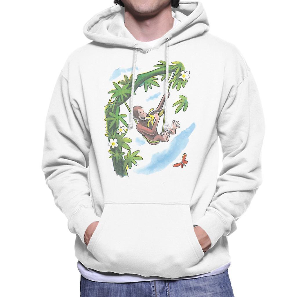 Curious George Vine Hammock And Banana Men's Hooded Sweatshirt White X-Large