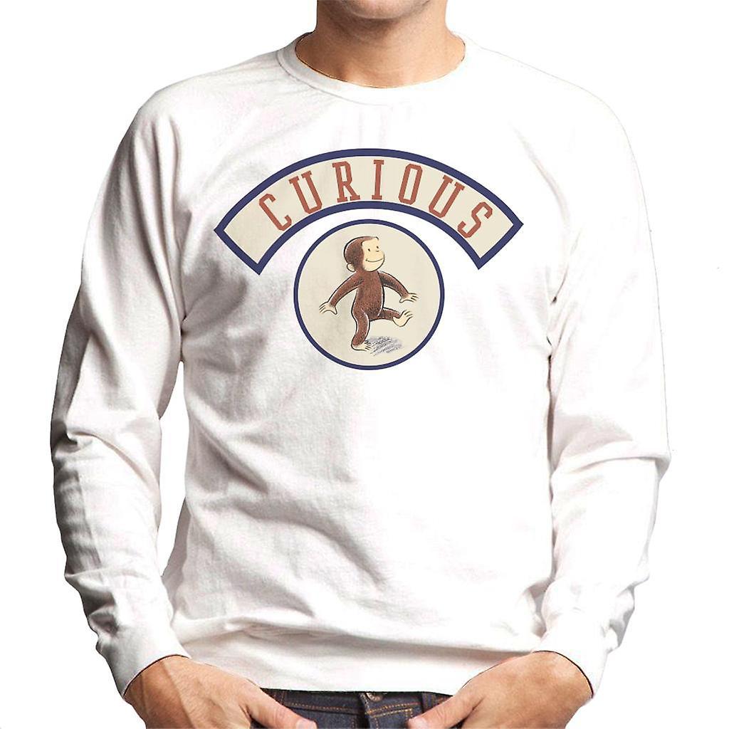 Curious George Cute Walking Men's Sweatshirt White Large