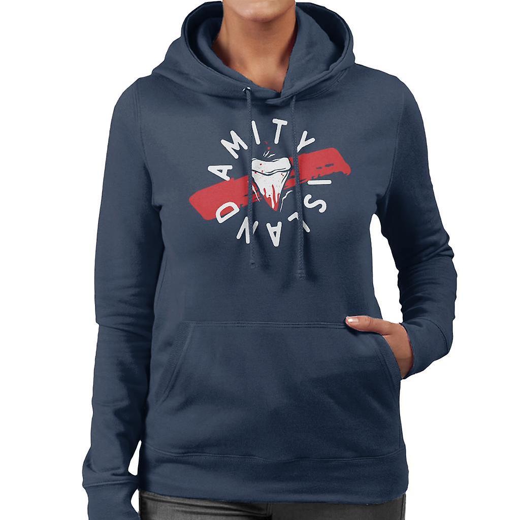 Jaws Tooth Amity Island Women's Hooded Sweatshirt Navy Blue XX-Large