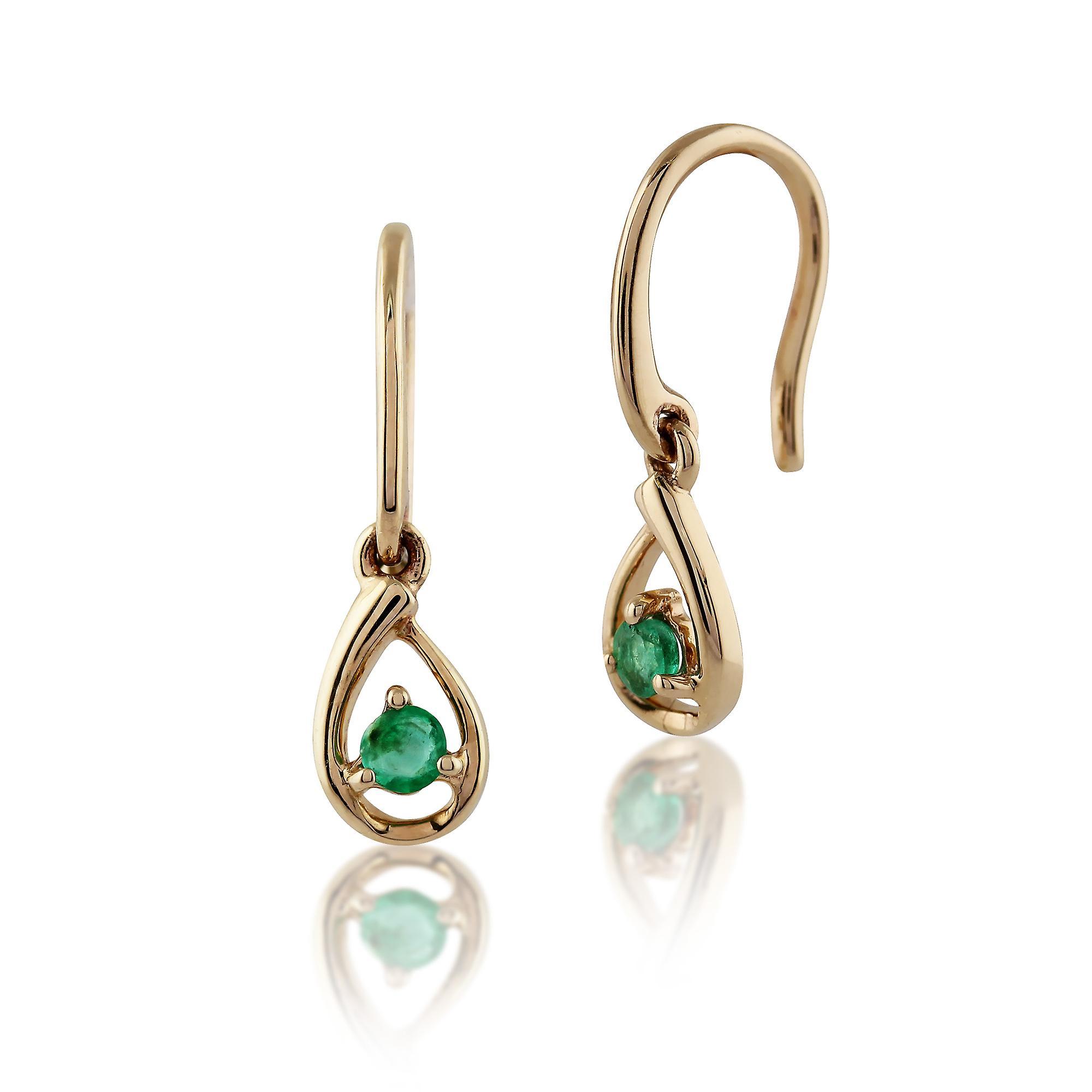 Gemondo Classic Round Emerald Drop Earrings in 9ct Yellow Gold 135E1190019 Green One Size