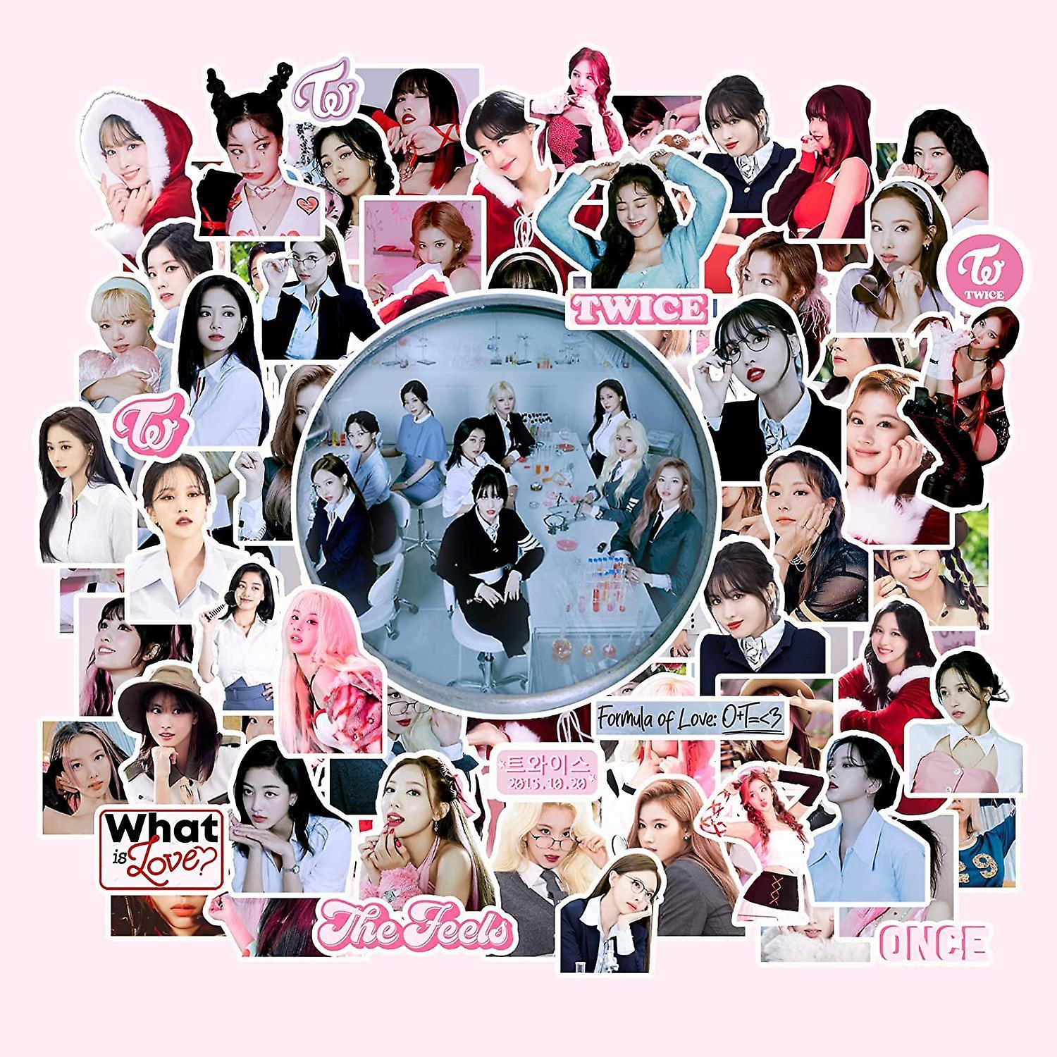 Wjiaer 100pcs Twice Stickers Pack Twice Formula Of Love: O+t=<3 New Album Stickers Decorative Stickers Gift For Fans Daughter Waterproof Sticker Pa...