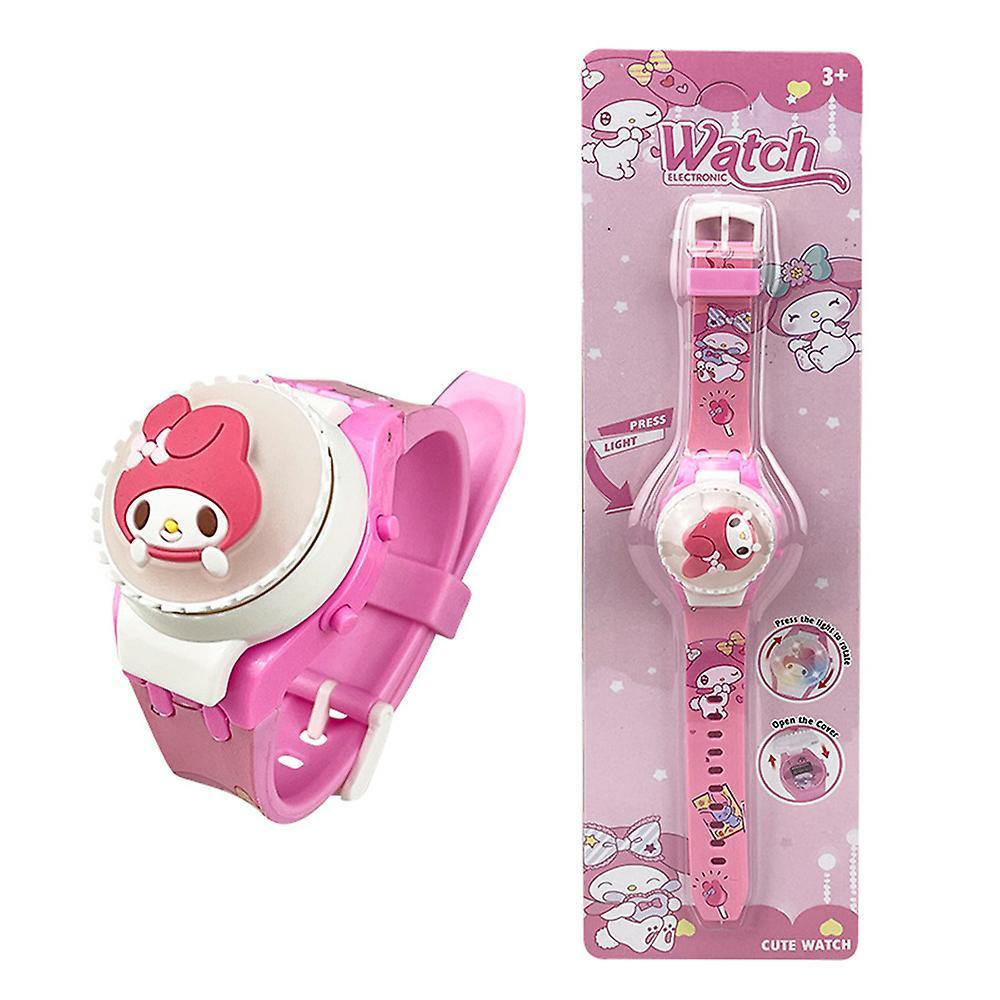 Bestdaily Cute Sanrio Cartoon Flashing Light 3d Glow Up Digital Watch Kids Spinning Top Flip Cover Watches Girls Gifts Hello Kitty, Kuromi, Melody,...