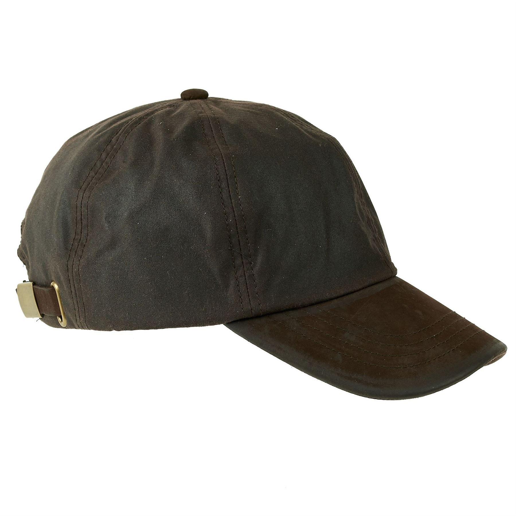 Heather Hamilton Wax Leather Peak Baseball Cap ZH009 Brown One Size