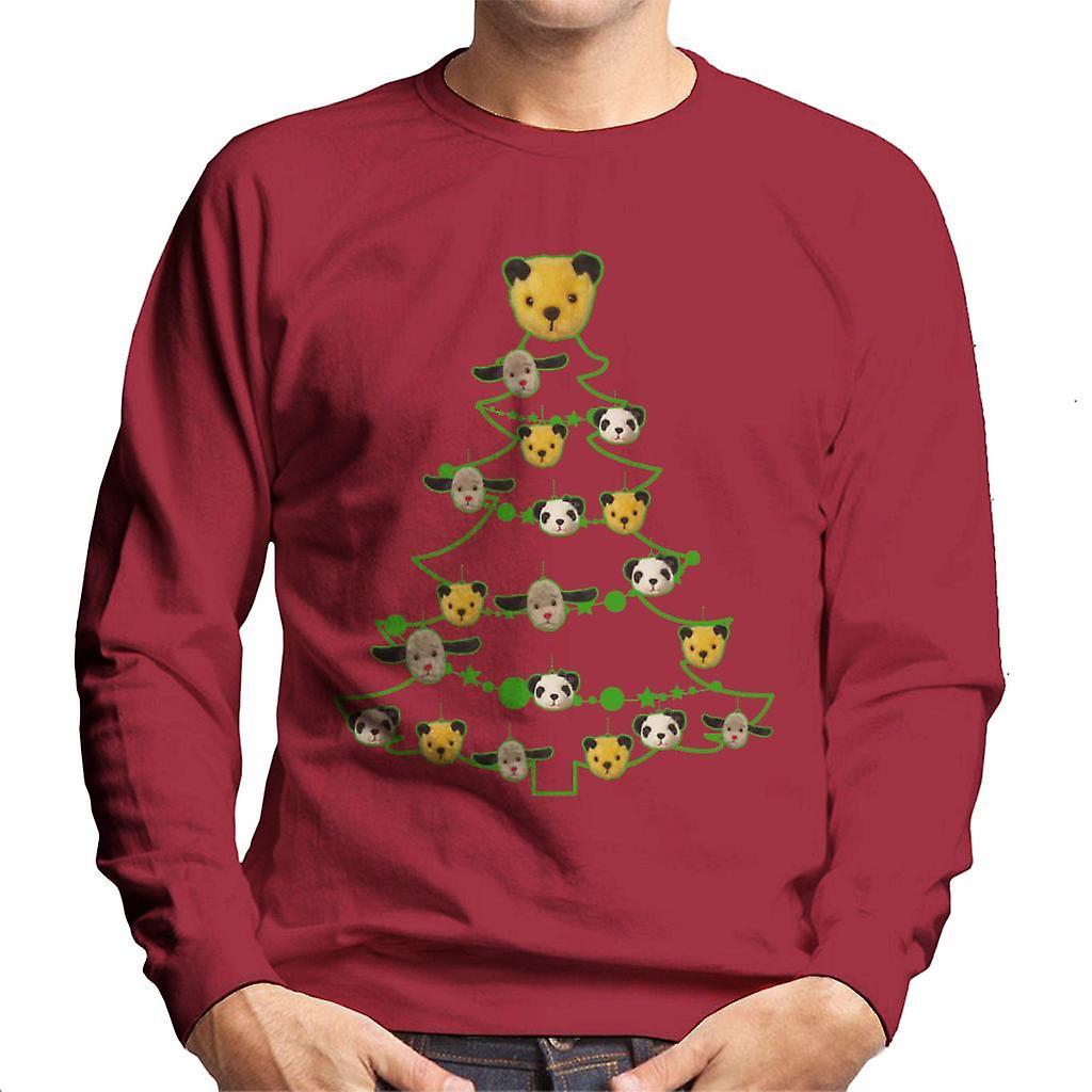 Sooty Christmas Tree Green Silhouette Men's Sweatshirt Cherry Red Medium