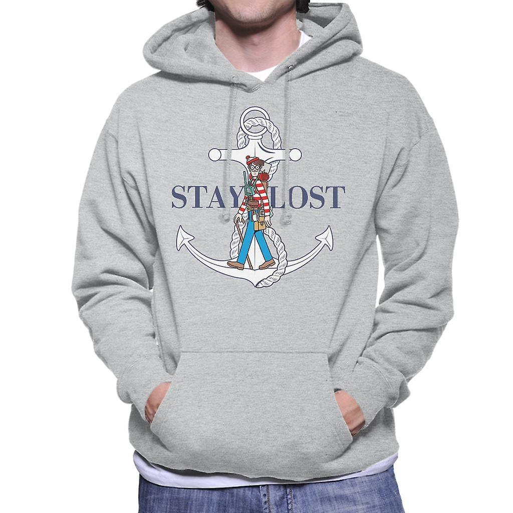 Wheres Wally Where's Wally Stay Lost Men's Hooded Sweatshirt Heather Grey Medium