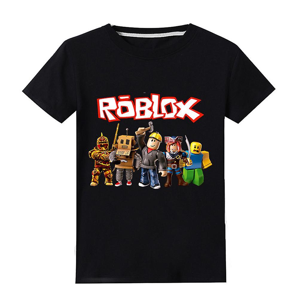 Varychmoo Kids Roblox Print Casual T-shirt Tops Boys Girls Cartoon Summer Crew Neck Tee Shirts Casual Pullover Tops Black 11-12 Years