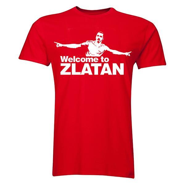 Gildan Zlatan Ibrahimovic Welcome to Manchester T-shirt (Red) Womens L (Size 14 - 36 inch Chest)