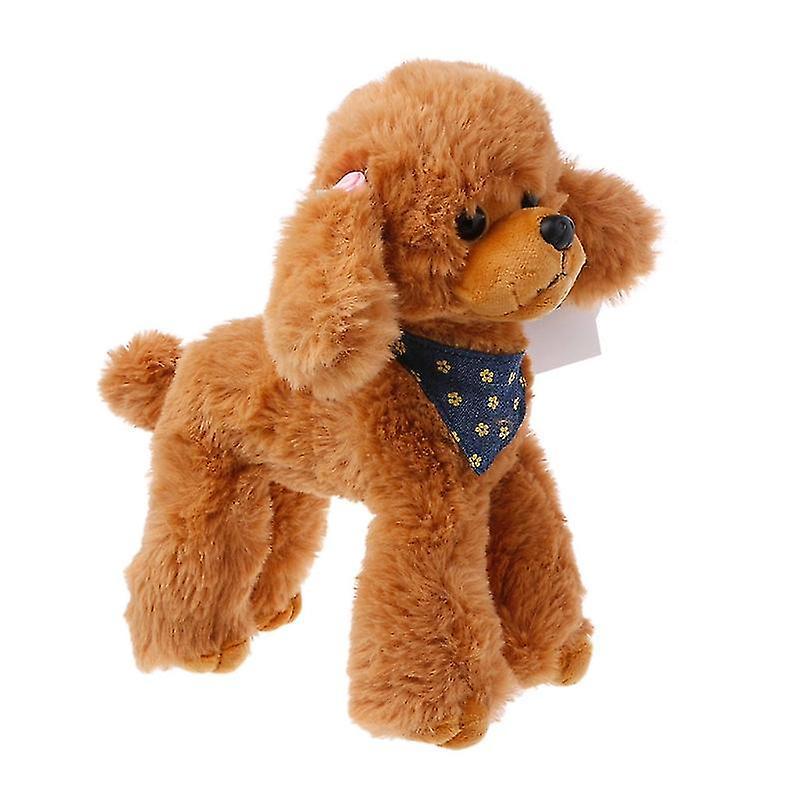 Elciaicle Plush Toys Dogs Poodle High Simulation Children Gifts Doll Stuffed Lovely Scarf Light brown