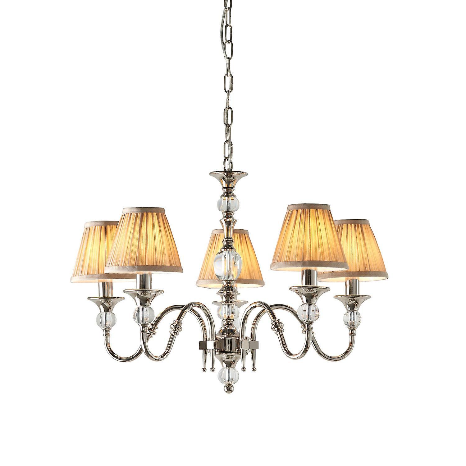 Polina 5 Light Multi Arm Ceiling Pendant Chandelier Polished Nickel E14