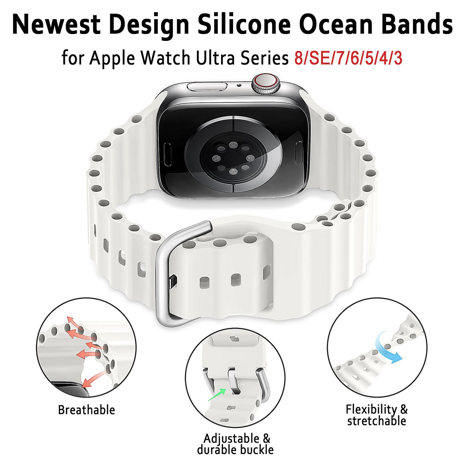 Apband Ocean Band For Apple Watch Ultra 2/ultra 49mm 45mm 41mm 44mm 40mm 42mm 38mm Women Men Silicone Strap Iwatch Sport Band For Apple Watch Serie...