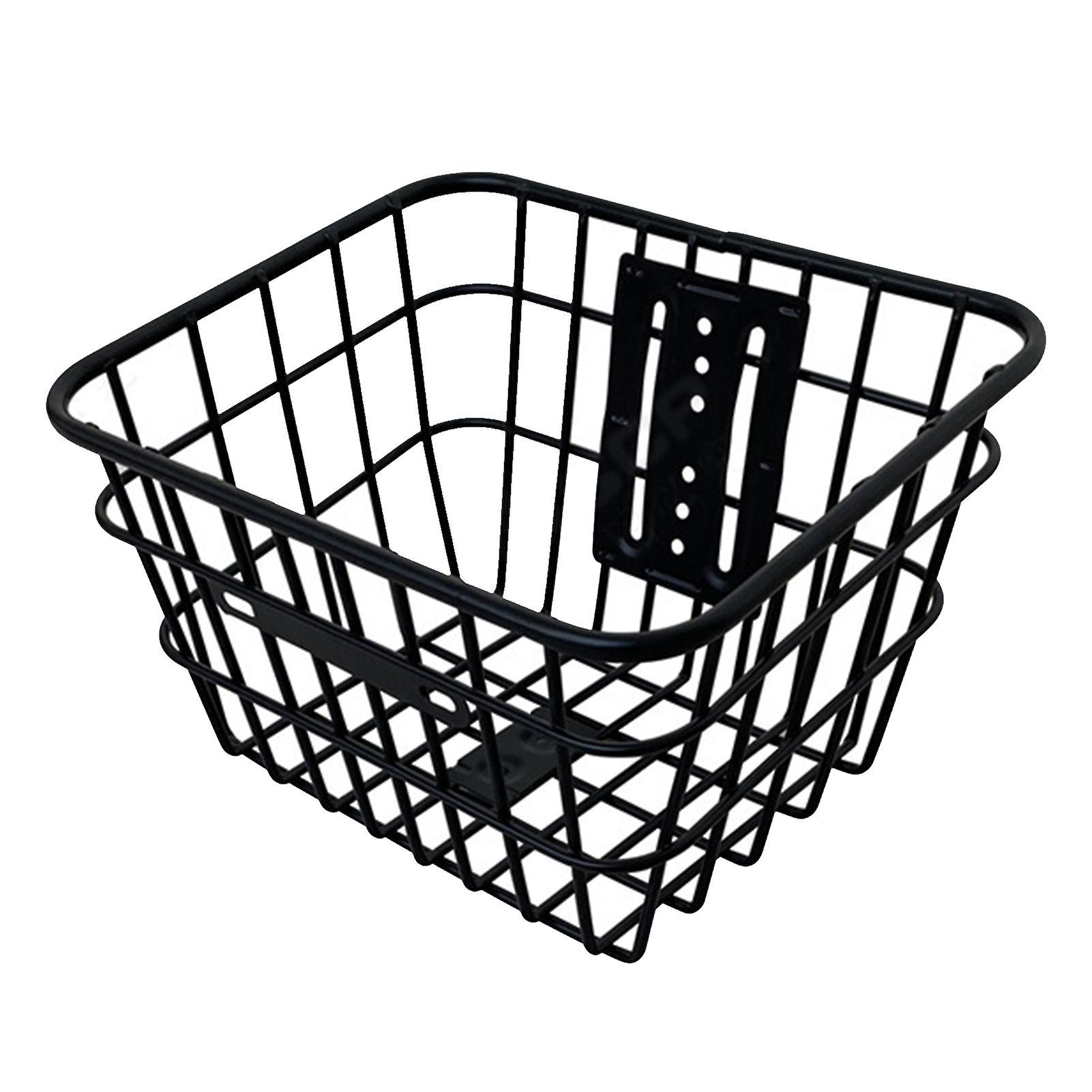 Chiusuet Front Bike Basket with Screws Large Capacity Strong Load-bearing Rustproof Mountain Road Bicycle Basket Replacement Black