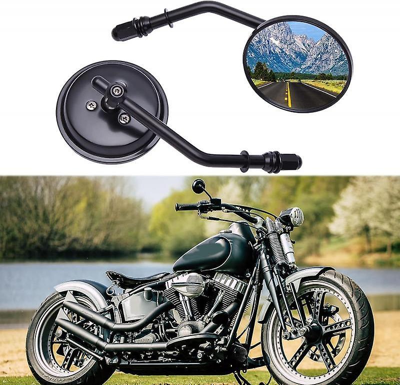 Italian Design Black 8mm 10mm Motorcycle Mini Oval Rearview Mirrors compatible Dyna Softail Touring Sportster 883 1200 Electra Glide Cruisers Chopp...