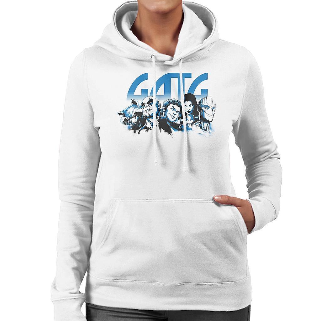 Marvel Guardians Of The Galaxy GOTG Heads Women's Hooded Sweatshirt White X-Large