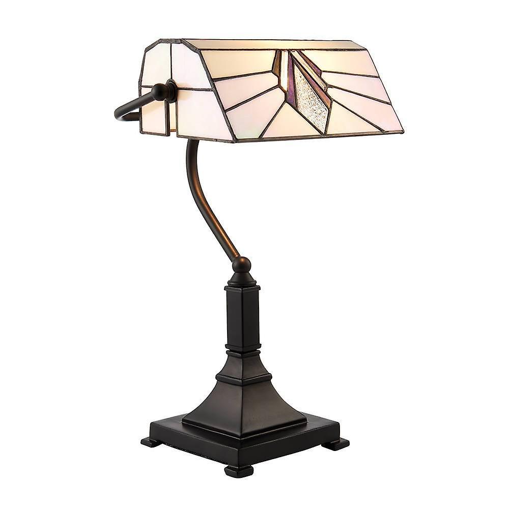 Interiors 1900 Lighting Astoria 1 Light Table Lamp Black, Tiffany Style Glass, E27