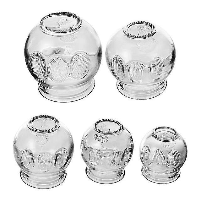 HCSC 5Pcs Glass Cupping Cups Massage Suction Cups Chinese Fire Glass Cupping Jar Chinese Cupping Cups Glass Cupping Therapy Device